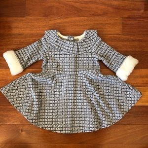 Janie and Jack JACQUARD RUFFLE COLLAR DRESS